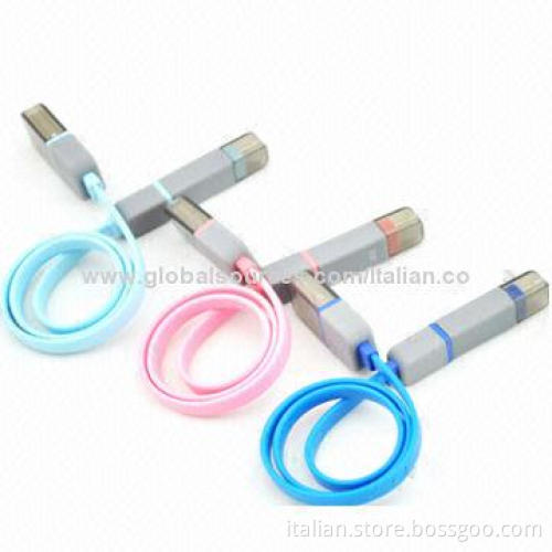2-in-1 USB Cable for iPhone 5, with TPE Material, 30cm Length